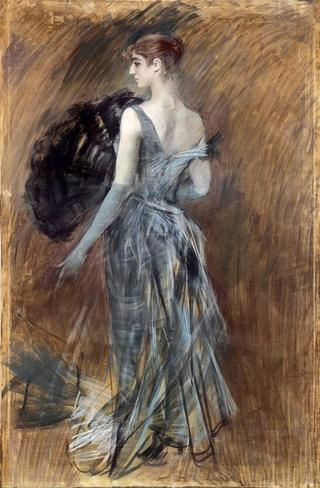 Signora bionda in abito da sera