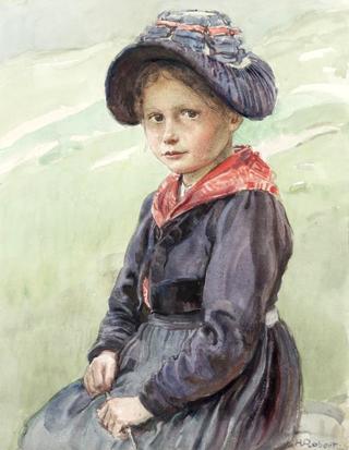 Young Valaisanne Assise in Costume