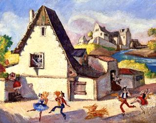 Set Design for 'La fille mal gardée' Act 1, Scene 2