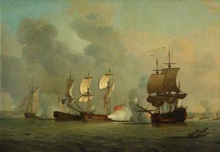An English Privateer Engaging a French Privateer