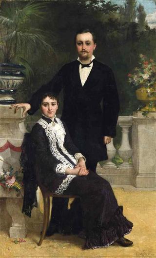 An Elegant Couple on a Terrace