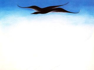 A Black Bird with Snow-Covered Red Hills