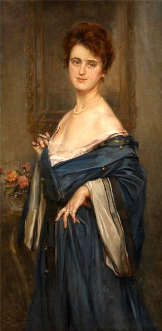 Elegant Lady in a Blue Dress