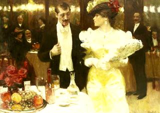 Elegant couple in a restaurant