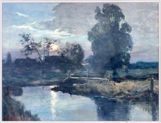 Moonlit River Landscape