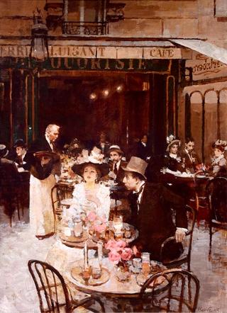 Crowded Parisian Brasserie