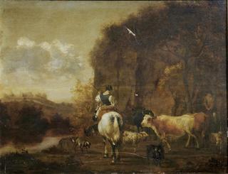 A Drover with Her Herd in a Landscape