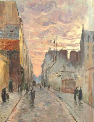 A Bustling Street at Dusk