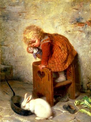 Little Girl with a Rabbit