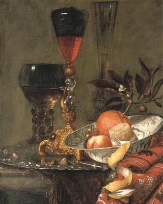 Still Life with Wan-li Kraak Porcelain Bowl, Peeled Lemon, Orange with Blossom…
