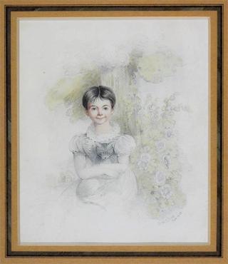 A Girl holding Her Cat - Study