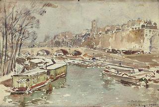 The Bridge Marie under Snow, Paris