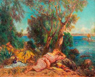 Resting Women by the Mediterrean