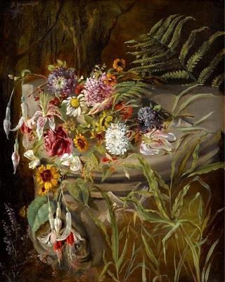 Outdoor Still Life with Mixed Flowers