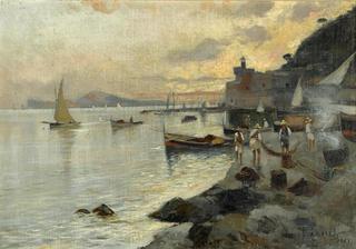 Fishermen on the Shore at Sunset