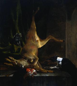 A Dog and a Cat near a Partially Disembowelled Deer