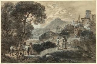 A Landscape with Horses, Peasants and a Hill Town