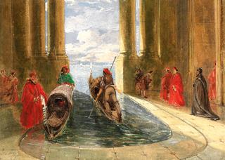 Venetian Dignitaries Boarding Gondolas