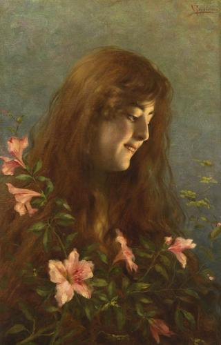 Young girl with flowers