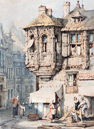 French Street Scene with a Medieval Turret