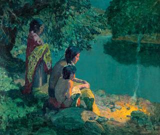 A River Camp, Moonlight