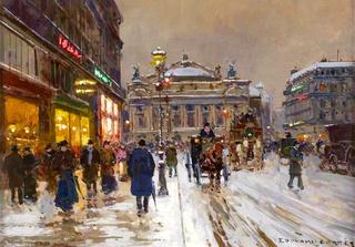 Avenue de L'opéra, soir de neige