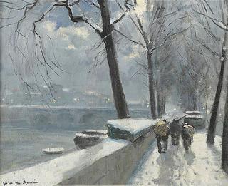 Nocturnal Parisians in Snow
