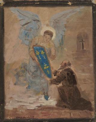 Angel Giving Shield to a Monk