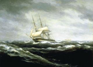 Packet Ship in a Stormy Sea