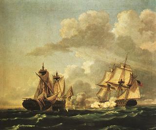 The naval battle between the „United States“ and the „Macedonian“ on 30 October 1812