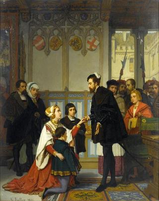 Philippine Welser seeking mercy from Ferdinand I, Holy Roman Emperor