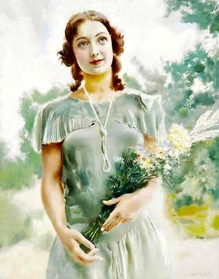 Young lady with flowers