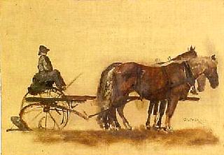 Farmer and Plow with Two-Horse Hitch, Study for Dakota