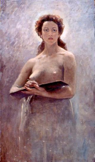 Female Figure with Opened Book, Study for Memorialis