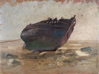 Fishing Boat Stranded at Coast, Ambleteuse, France