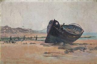 Fishing Boat Stranded at Coast, Ambleteuse, France