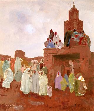 Group in front of la Koutoubia, Marrakech