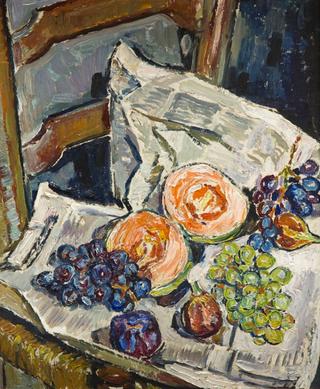 Still Life with Melon and Grapes
