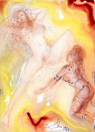 One Thousand and One Nights 'deux femmes, l'une jambes écartées, l'autre à jenoux'