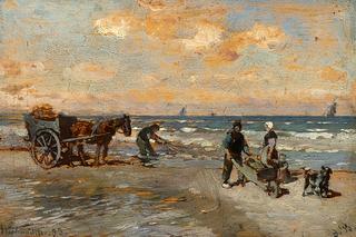 The crab fisher on the sea shore