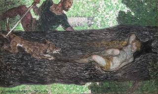 Hunter Finds a Sleeping Nymph
