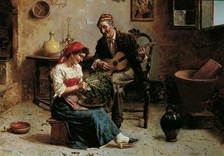 Young Woman and Musician in the Kitchen