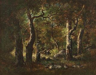 Forest with Wood Gatherer