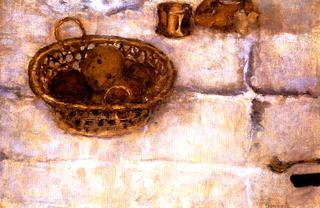 Basket of Fruit on a Tablecloth