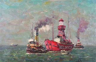 Docking The Lightship Cardiff”, Tugs Pulling the ‘Helwick’