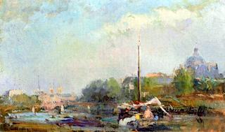 The Port du Louvre and the Seine by the Institute