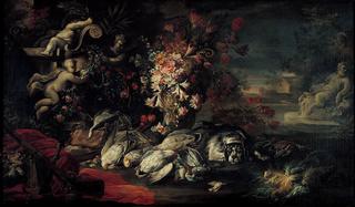 Still Life with shooting gear and flowers