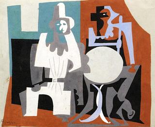 Pierrot and Harlequin on the Terrace of a Cafe