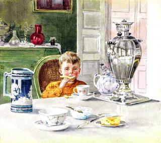Guri Kulikovsky at breakfast, Knudsminde