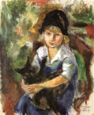Little Girl with Cat